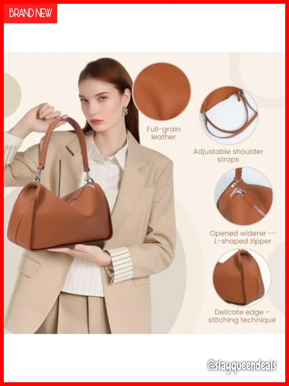 Genuine Leather Hobo Bag for Women Shoulder Crossbody Purse